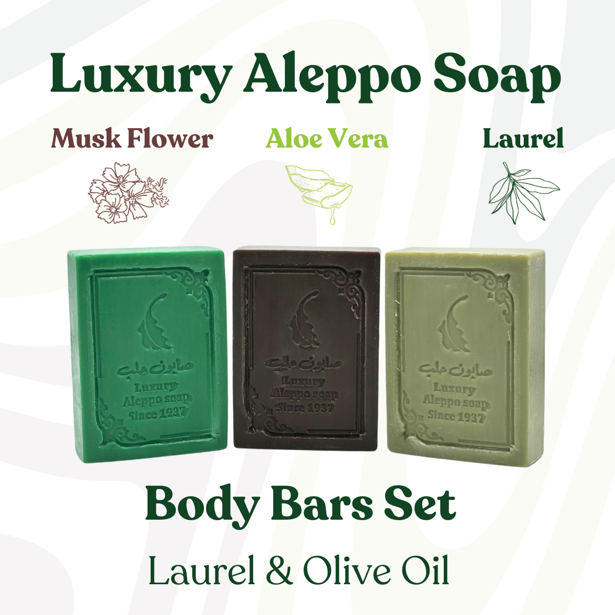 Luxuriöse Aleppo Seifen Kollektion: Lorbeer, Aloe Vera und Moschus