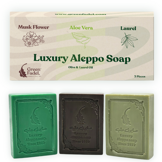 Luxuriöse Aleppo Seifen Kollektion: Lorbeer, Aloe Vera und Moschus