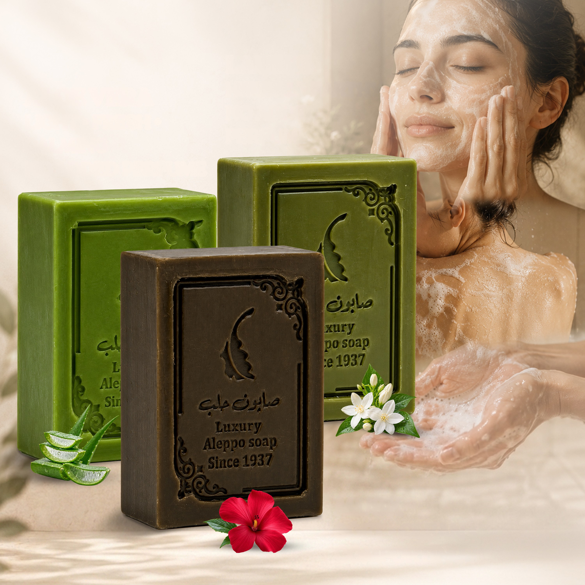 Luxus Aleppo Seifen Kollektion: Lorbeer, Aloe Vera & Moschus
