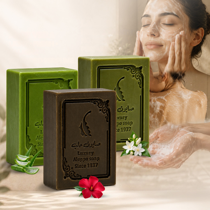 Luxus Aleppo Seifen Kollektion: Lorbeer, Aloe Vera & Moschus