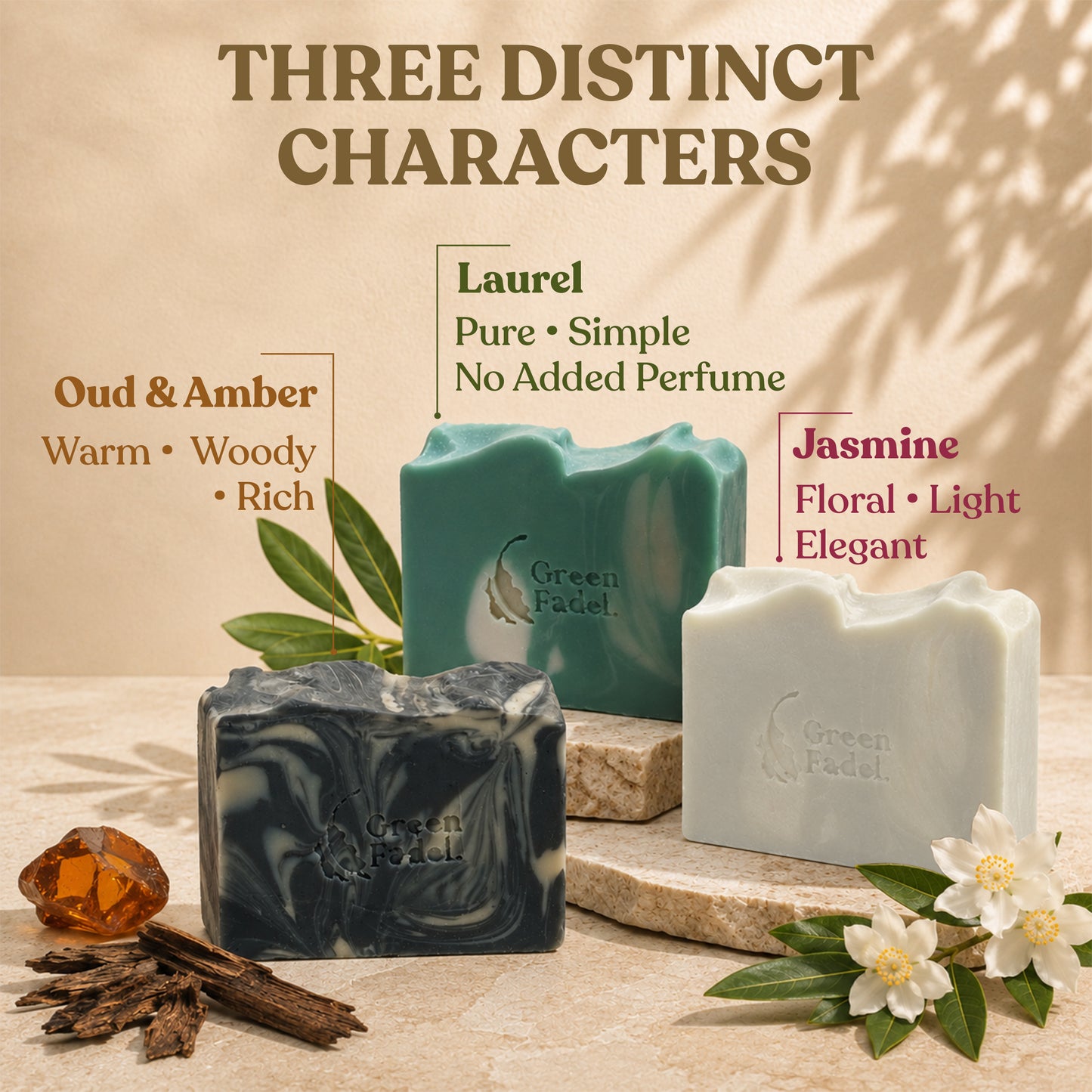 Aleppo Shampoo Bar Set – Oud & Amber, Jasmijn & Extra Laurel
